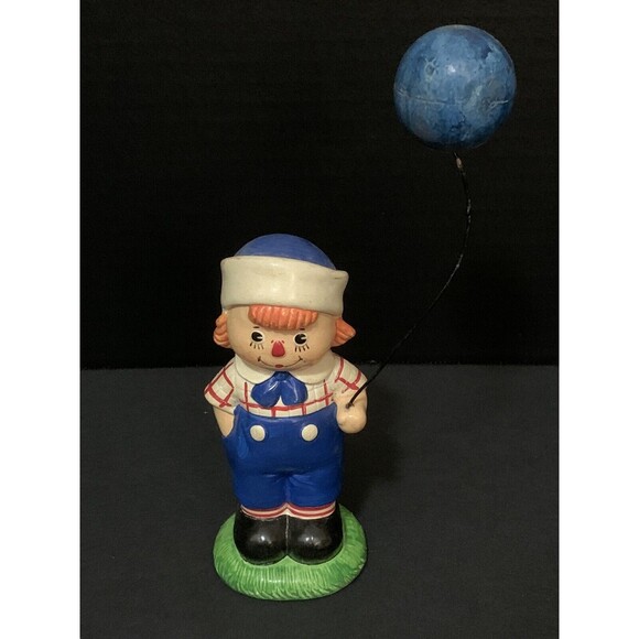 Norleans Japan Raggedy Ann & 2‎ Andy Ceramic Figurines Blue Balloon Vtg Set Of 3 - Picture 2 of 6